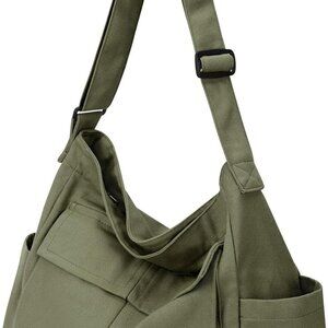 Canvas Messenger Bag Large Capacity Hobo Crossbody Tote for Men Women